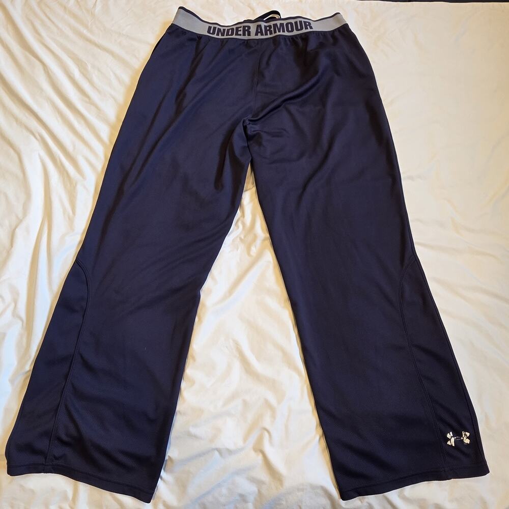 Under Armour Track Pants Mens XXL Loose Blue Sweatpants Spell Out Elastic Waist